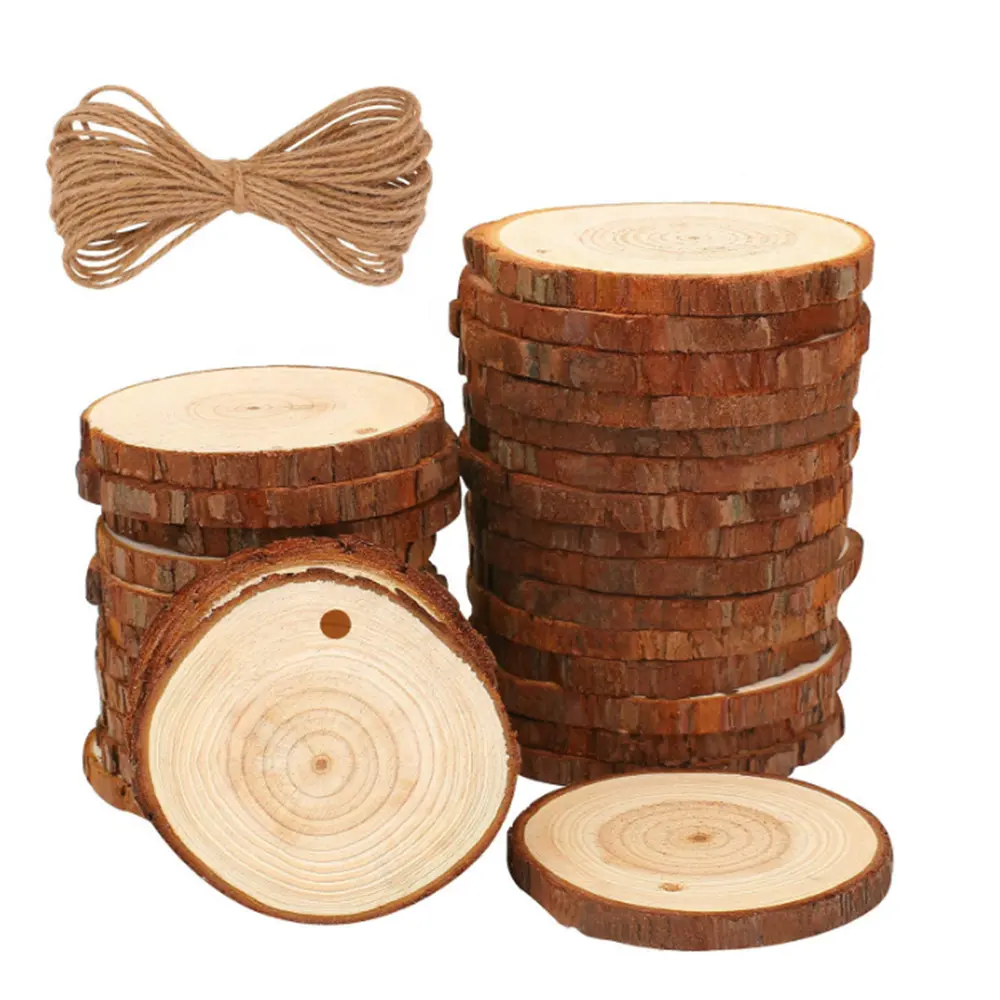 Círculos de madera con agujeros para manualidades, ideal para manualidades, adornos navideños, manualidades