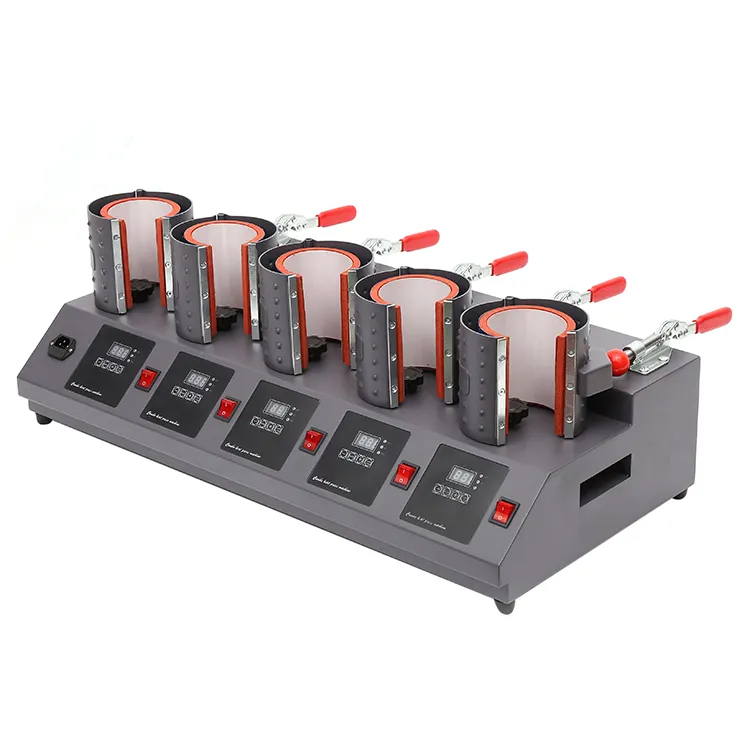 Máquina de prensado en caliente para tazas, 5 cajas de control 5 en 1, máquina de impresión digital de tazas con cortador y dispensador de cinta