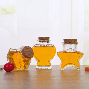 50ml 75ml Small Heart <strong>Shaped</strong> Jar Transparent Glass Storage Jar Bottle Container <strong>with</strong> Cork Stopper Fill <strong>with</strong> Jelly Balls <strong>String</strong> - Product Image 1