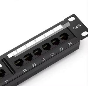 24端口接线板Cat6/Cat6A网络接线板，RJ45屏蔽/非屏蔽1U机架安装金属结构高密度