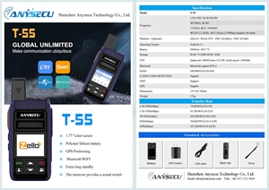 Anysecu mới 4G T-55 <span class=keywords><strong>Android</strong></span> 5.1 512MB + 4GB T-55 6000mAh Làm việc với realptt/zello/PoC toàn cầu/PoC có GPS Wifi - Product Image 5