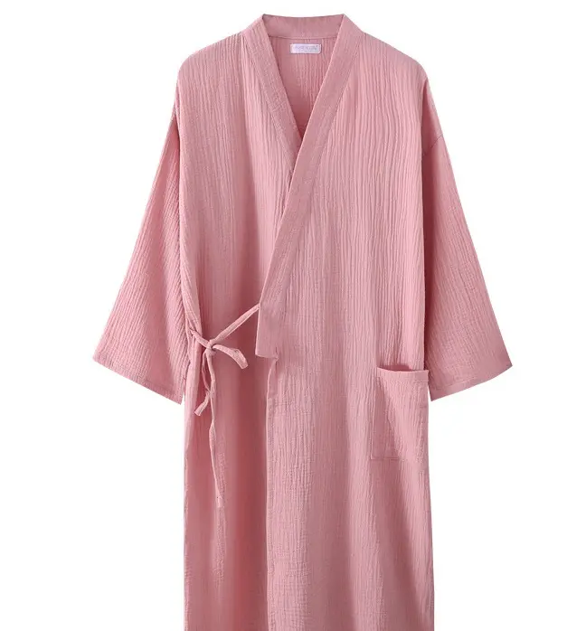 100% coton gaze deux couches mousseline Kimono Robes femmes pyjamas et vêtements de nuit pour l'été