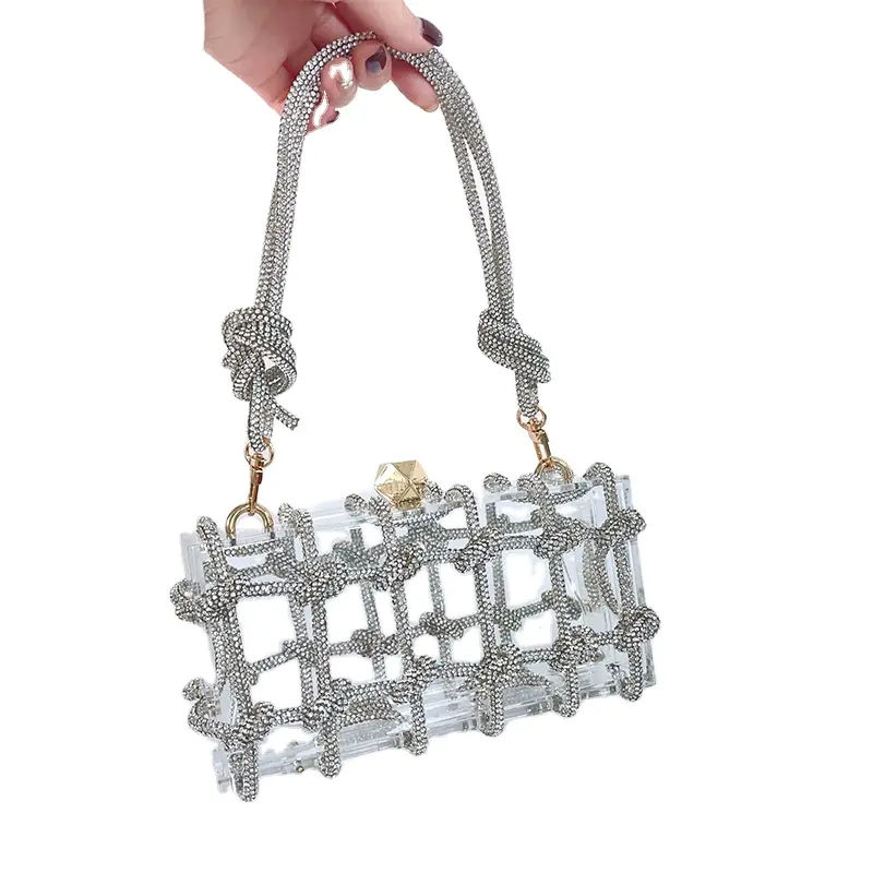 Pochette da donna con nodo strass in acrilico borsa con nodo in acrilico borsa borsa pochette in acrilico con strass
