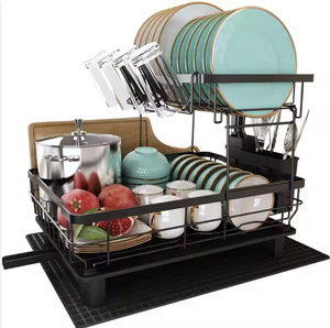 High Quality Two-Tiered Metal Dish Rack Standing <strong>Type</strong> with <strong>Excellent</strong> for Cleaning Tool &amp; Storage Direct From Factory - Product Image 1