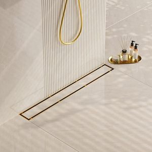 Customizable Gold Tile Insert Stainless Steel <strong>Linear</strong> Shower Drain for Bathrooms with Dual <strong>Function</strong> Cover - Product Image 3