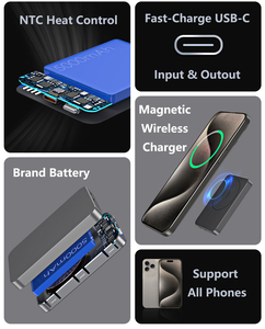 Aluminum Alloy Magnetic Power Bank PD20W Fast Charge Type-<strong>C</strong> <strong>Input</strong>/<strong>Output</strong>,15W Wireless Charger Power Bank 5000mAh for All Phones - Product Image 4