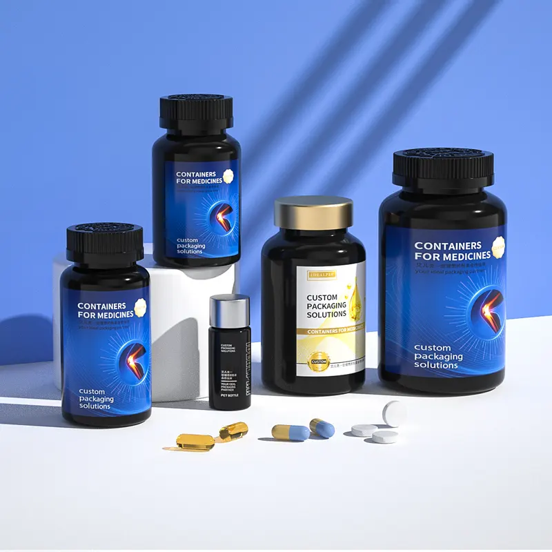 Impresión personalizada 15ml 150ml 250ml 500ml Botellas de pastillas de plástico Embalaje médico Botella de cápsula de vitamina vacía