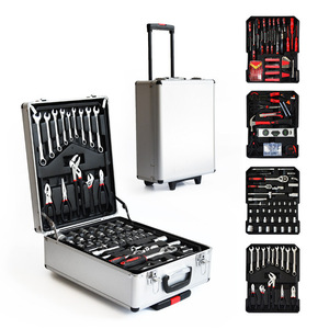 186件工具组套件，带拉式行李箱和铝盒四层五金组合工具 - Product Image 1