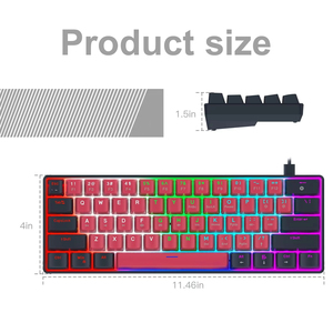 Teclado mecánico con cable de diseño compacto 60% clásico, varias luces deslumbrantes, 61 teclas, interruptor azul, teclado para juegos de ordenador de