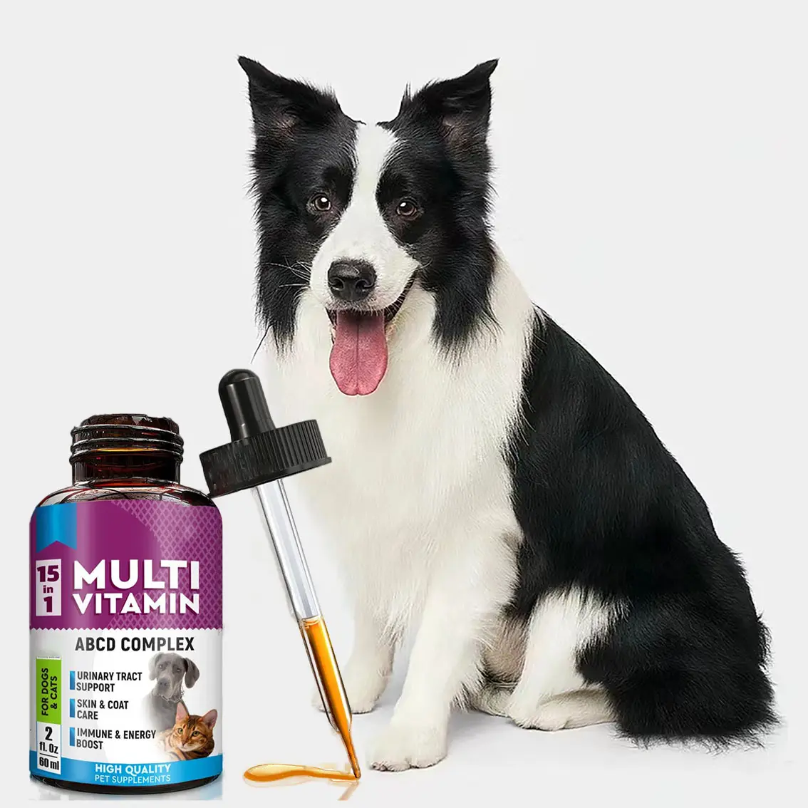 Multivitamínico líquido 100% natural para cães, aditivo multivitamínico em massa 15 em 1 de marca própria