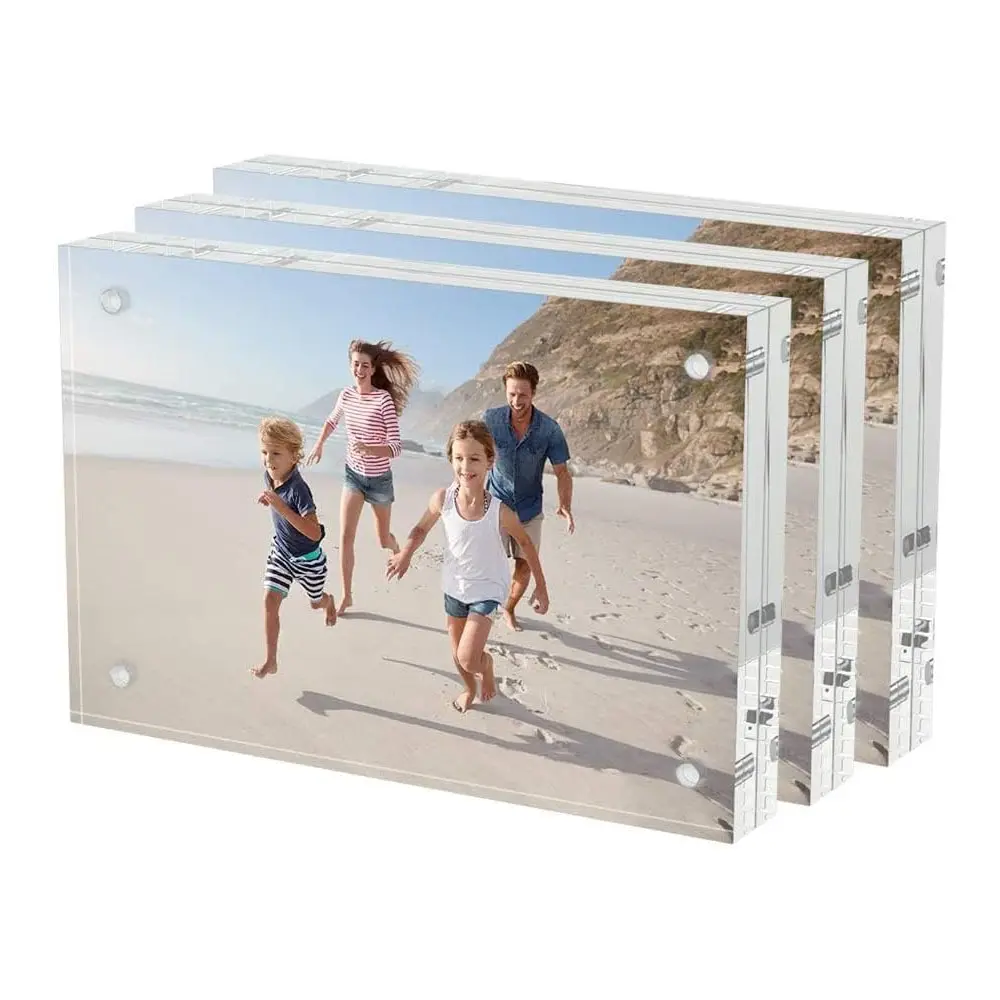 Cornici in acrilico personalizzate 4x6 5x7 cornici per foto trasparenti a doppia faccia magnetiche trasparenti