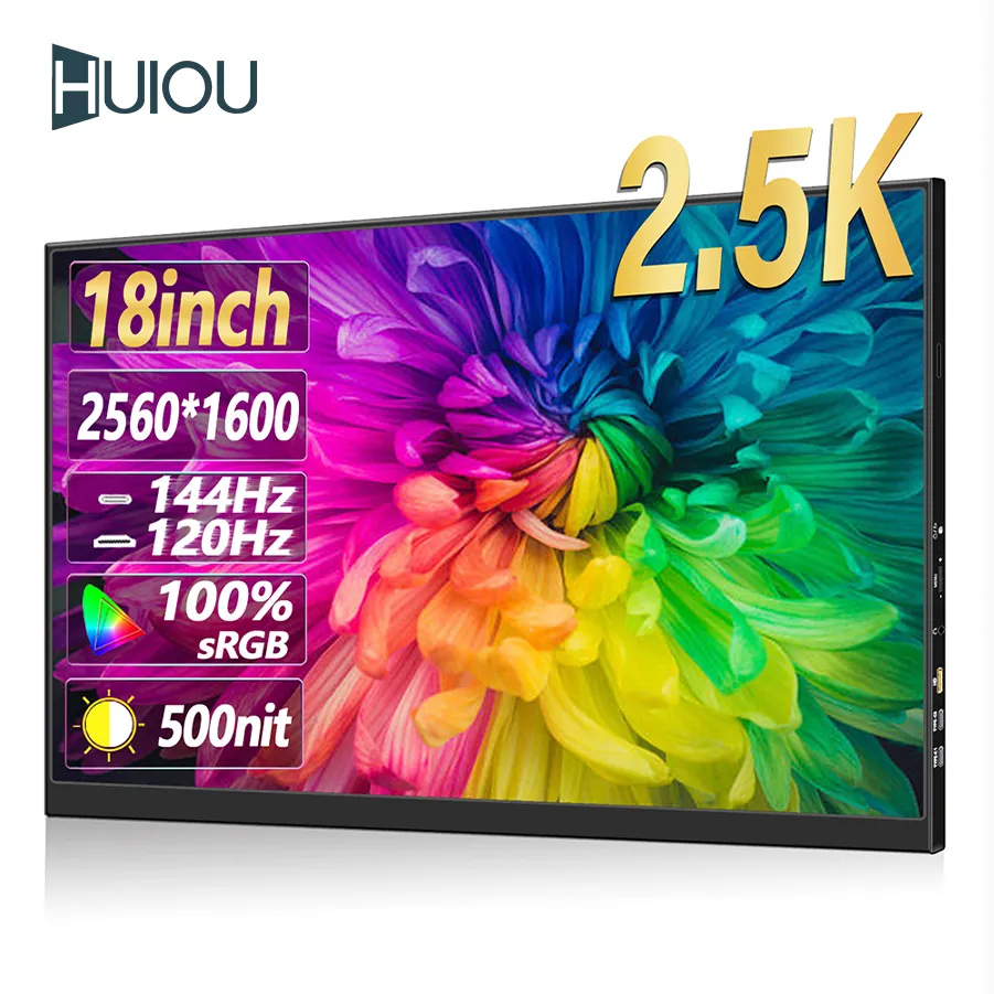 18 polegadas 2.5K 144Hz Monitor portátil 1ms Freesync Display 100% sRGB IPS tela de jogos para PC portátil Mac Xbox PS4/5 Switch