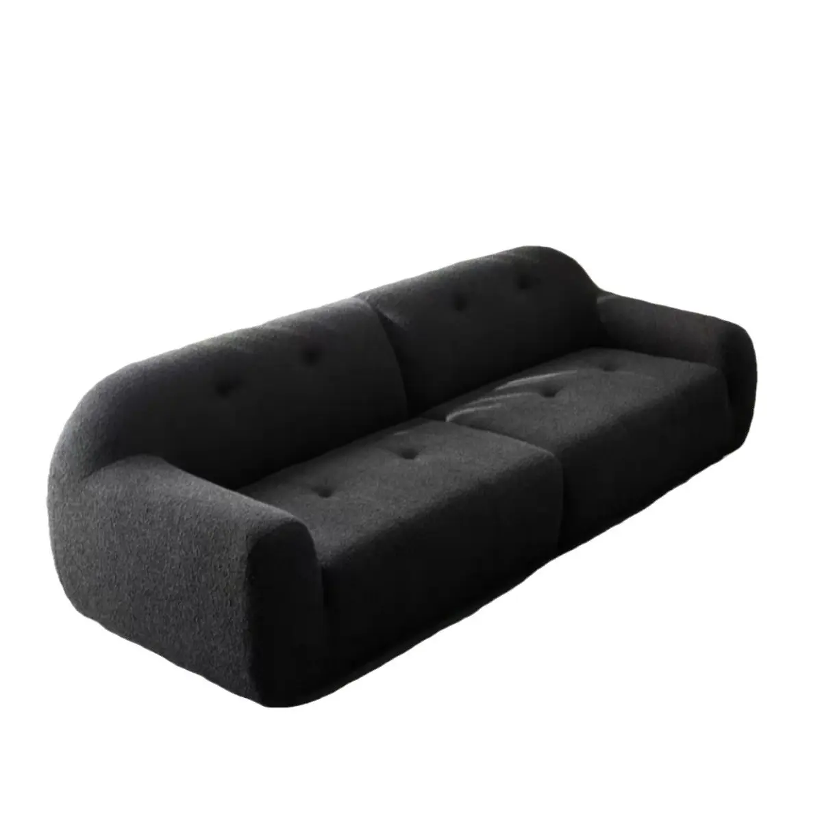 Sofa tiga kursi, ruang keluarga Italia dalam garis modern, desainer vintage Prancis, kombinasi kain beludru/sofa boucle