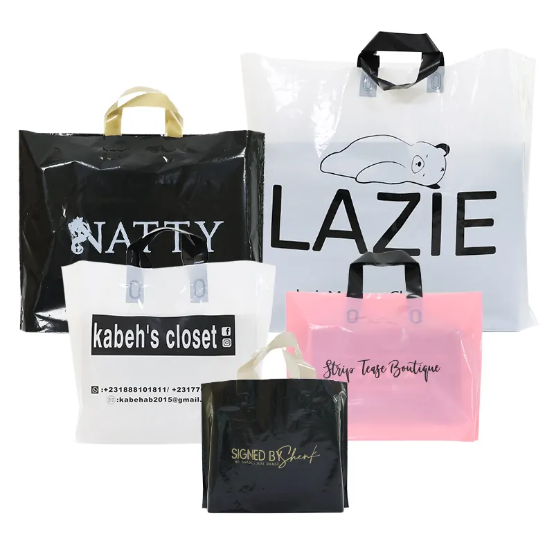 Shopping bag in plastica con logo personalizzato promozionale in vendita calda