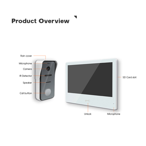 Sistema de videoportero con cable de 2 cables con visión nocturna Timbre IP Monitor de cámara y bloqueo de puerta para puertas residenciales - Product Image 3