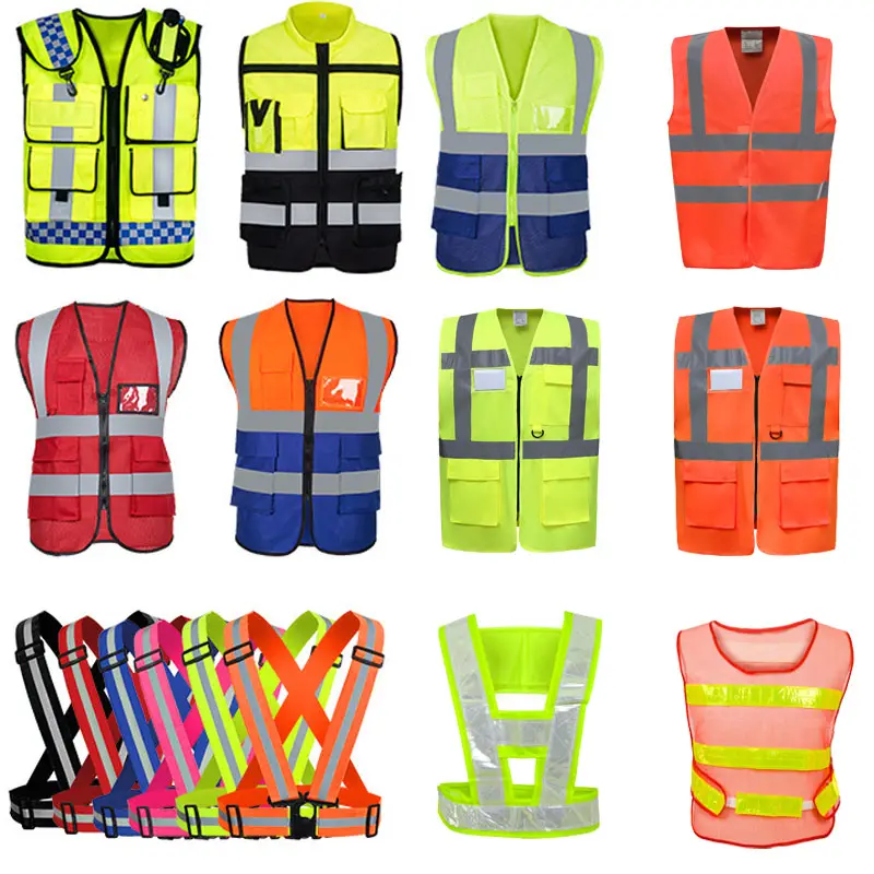 Hi vis 100 workwear โพลีเอสเตอร์ระบายอากาศตาข่ายเรืองแสงสะท้อนแสงเสื้อผ้านิรภัย Ansi Class 2 เสื้อกั๊กยุทธวิธีการมองเห็นสูง