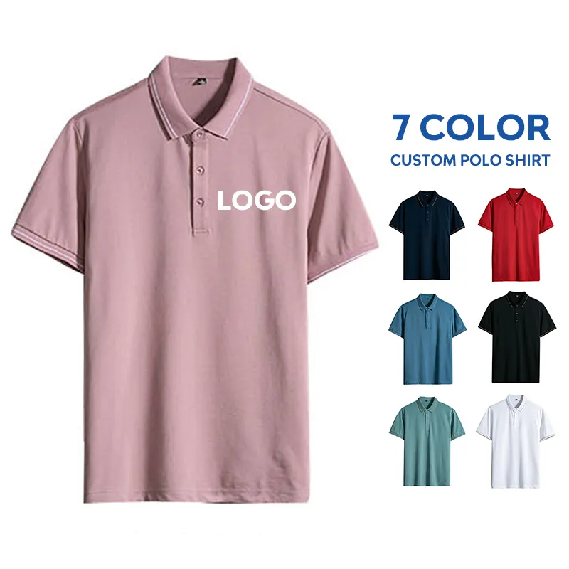 Commercio all'ingrosso ricamo personalizzato Logo Quick Dry cotone poliestere pianura manica corta maglietta sportiva personalizzata Polo vuota per gli uomini