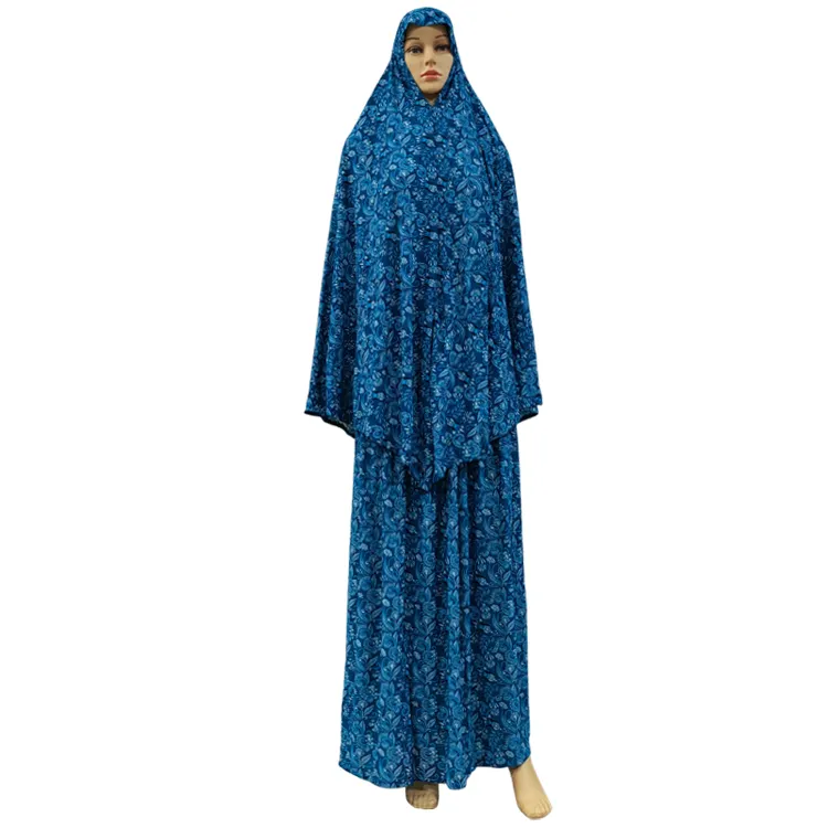 عباية إسلامية مفتوحة فضفاضة بغطاء رأس فستان 3x خمار + قميص قطعتين صلاة الجلابة-عباية زهرة عيد حجاب قفطان