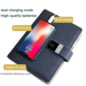 Diario de desbloqueo de huellas dactilares OEM personalizado, pantalla LCD MP4 de 7 pulgadas, cuaderno inteligente de cuero, cuaderno inteligente con Powerbank - Product Image 2
