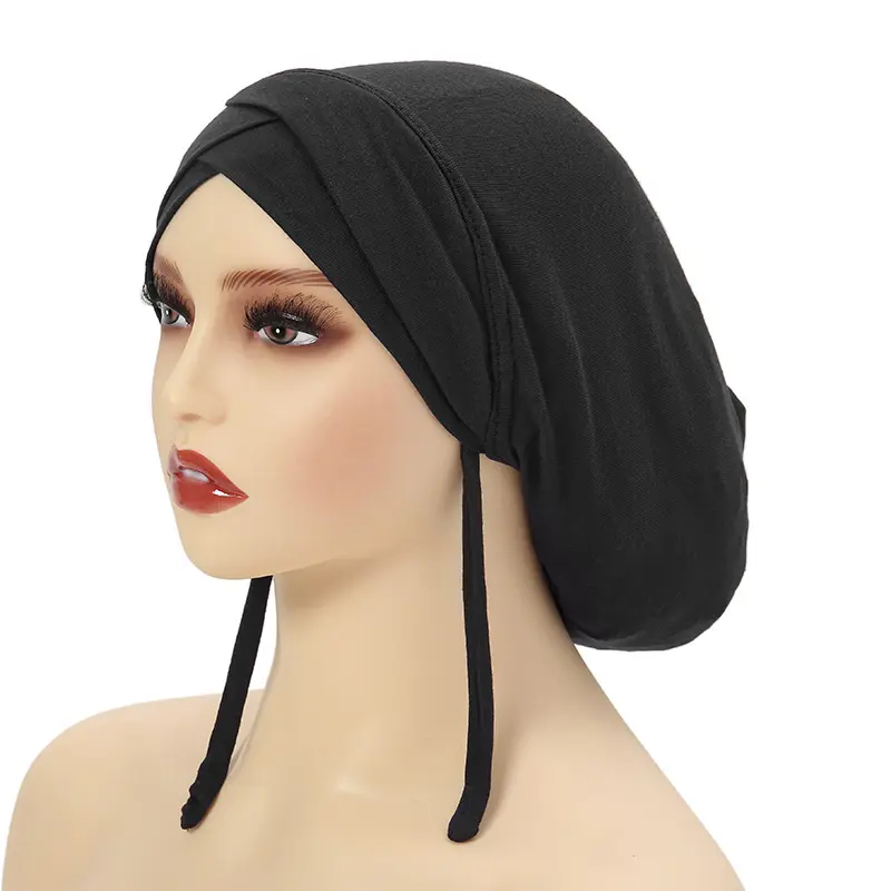HZM-23365 yeni müslüman kadın şapka Modal iç kap başörtüsü başörtüsü underhat düz jersey pamuk iç çapraz şapkalar