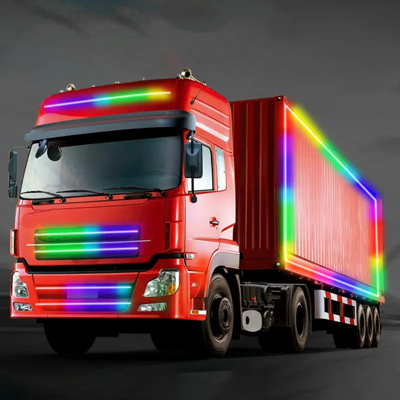 24V 12V LED RGB camion lumière ambiante DRL frein avertissement feux de conduite 1.2M/1.5M/1.8M/2M/2.4M bandes colorées atmosphère lampe bricolage