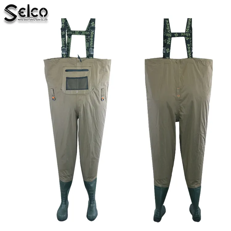 Selco – cuissardes de pêche à la mouche en nylon pour hommes, imperméables, grande taille, respirantes, poitrine, fermeture éclair avec bottes de sécurité