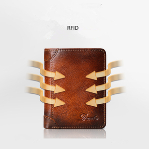 超薄奢华安全商务皮革钱包男女复古牛皮信用卡夹RFID皮革钱包 - Product Image 2