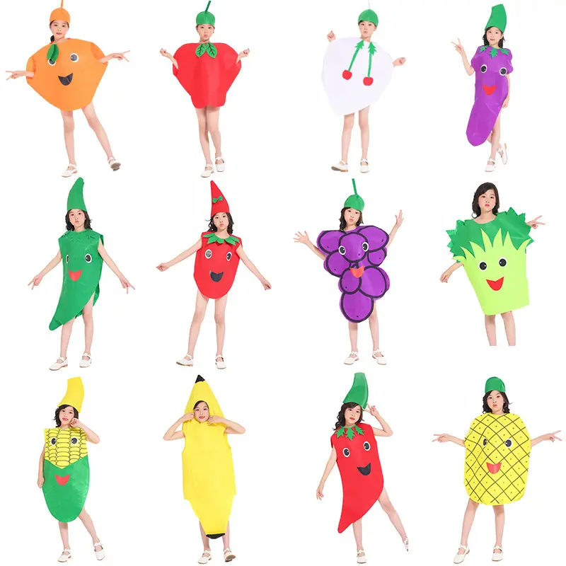 Cosplay Party Obst und Gemüse Kostüm für Kinder Ananas Erdbeer Apfel Outfit Sommer frucht Nettes Kostüm