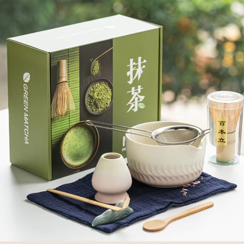 Coffret cadeau de thé matcha, changement de four à flux simple, lot de 8, rose