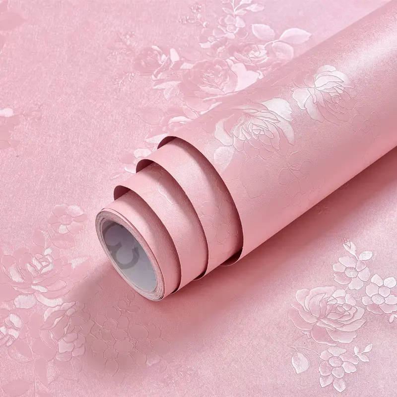 Papel tapiz autoadhesivo de PVC Floral de rosas en relieve 3D de Damasco de lujo de alta calidad impermeable para decoración de pared del hogar