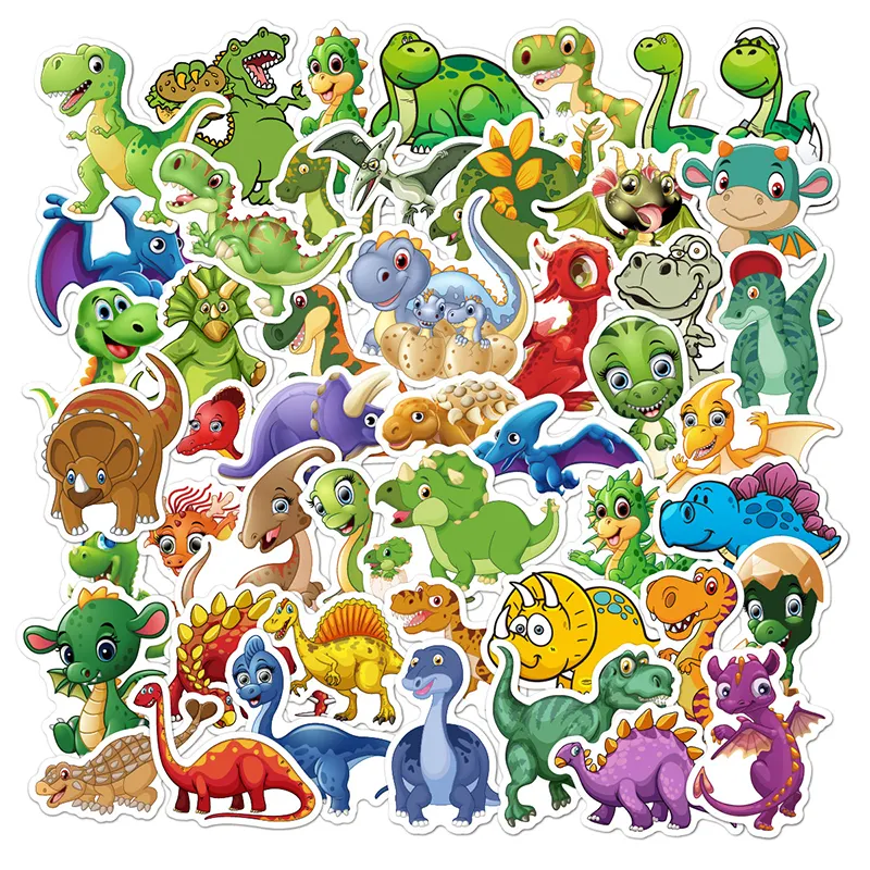물병 선물 어린이 50 PC 데칼 스티커 비닐 방수 귀여운 공룡 스티커