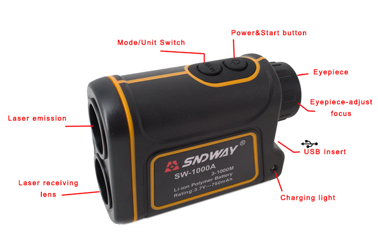 SNDWAY ゴルフ用距離計 SW-1000A SNDWAY SW-1000A長距離距離ファインダー多機能速度高レーザー