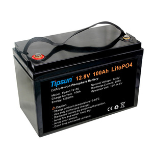 Tipsun lifepo4 12V 100Ah a级电池智能BMS深循环电池组工业电池太阳能系统