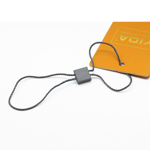 Cheap Custom Logo Name Fashion Design Garment Grey Square Plastic Ticket Swing <strong>Tag</strong> <strong>String</strong> Hangtag <strong>Loop</strong> <strong>Hang</strong> <strong>Tag</strong> Rope - Product Image 5