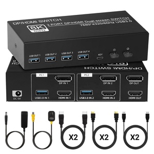 SY 8K HDMI显示端口KVM交换机2 PC 2监视器8K @ 60hz DP 1.4 HDMI 2.1 USB 3.0 KVM交换机双监视器