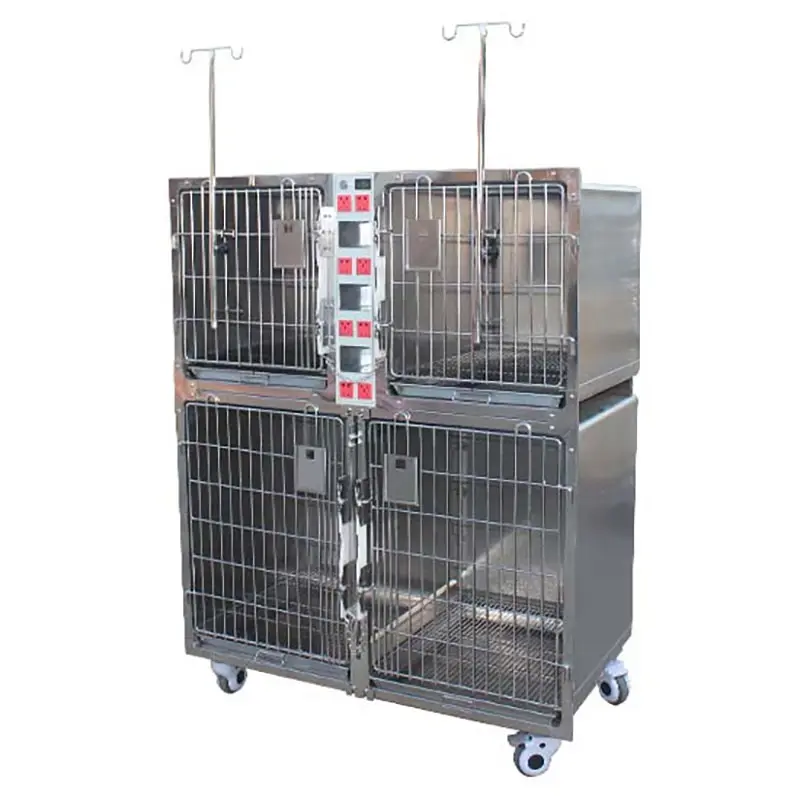 Tıbbi veteriner oksijen kafesi paslanmaz çelik veteriner bakımı oksijen kombine kuru kafes köpekler için
