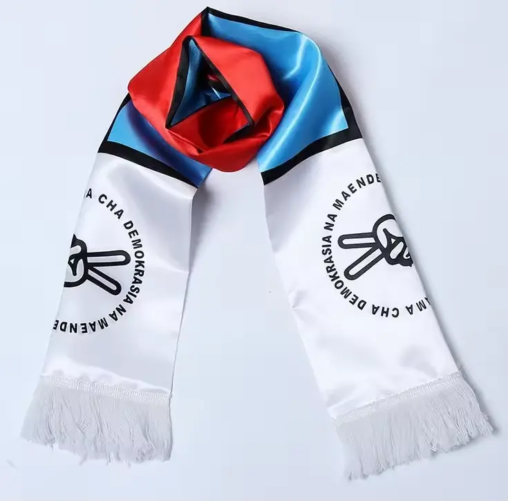 Özel Logo futbol takımı kulüpleri eşarp çift taraflı baskılı Polyester Fan eşarp moda futbol futbol atkısı