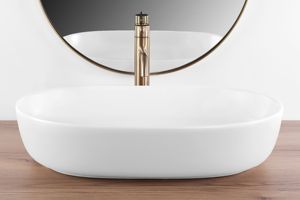 Banyo lavabo Premium iyi fiyat seramik üstü sayaç Lavabos dikdörtgen yuvarlak kenar tezgah lavabo uzun lavabo - Product Image 4