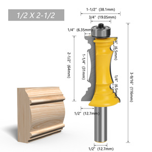 1PC 1/2 Shank Carbide Tipped đặc biệt cao đúc lan can <span class=keywords><strong>Router</strong></span> bit cho cửa sổ vỏ ván chân tường chế biến gỗ phay Cutter - Product Image 6