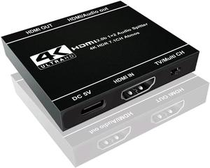 Adaptador divisor HDMI SYONG 1 en 2 salidas 4K @ 60Hz Audio 5,1 CH Switch compatible con una salida de Audio HDMI Spliter HDMI Mirror Switcher - Product Image 1
