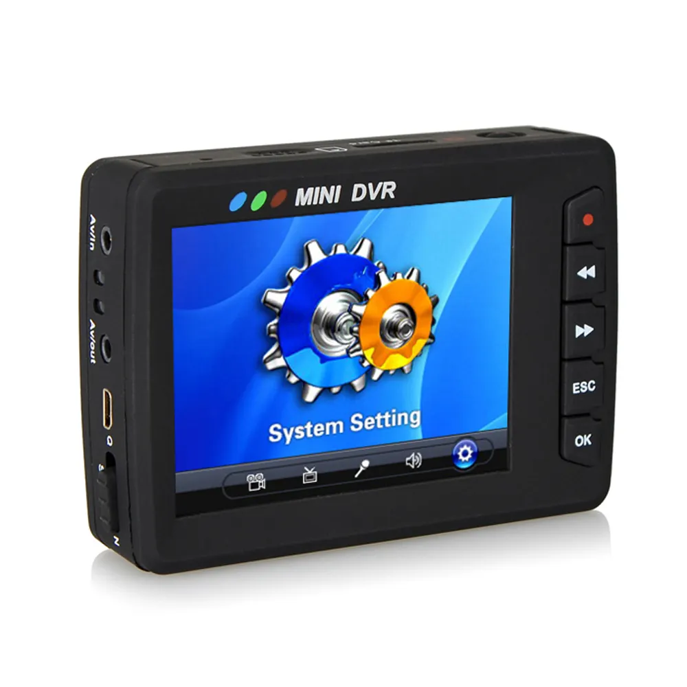 Cartão sd 2.7 "tela tft av gravador monitor, cvbs entrada equipamento de gravação de vídeo mini portátil analógico dvr