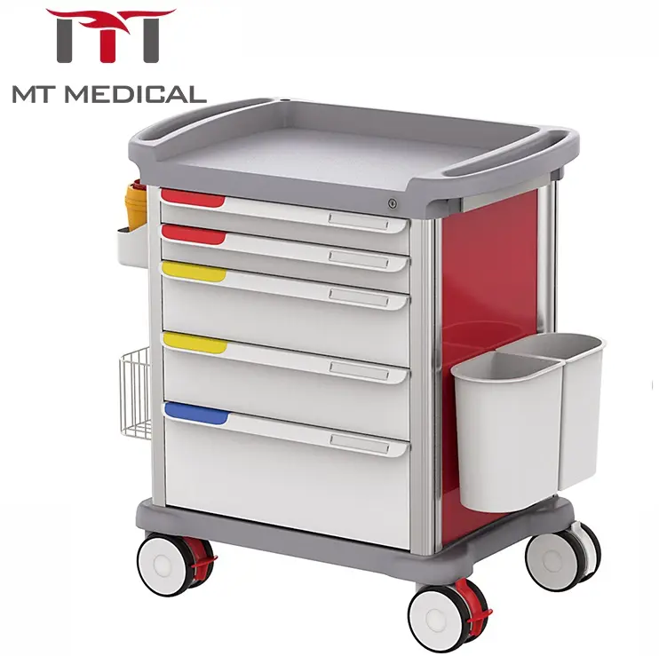 MT medicina medica di alta qualità ospedale Crash Cart ABS carrello attrezzatura plastica carrello