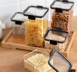 Juego de contenedores de almacenamiento apilables de grado alimenticio con tapas de sellado herméticas
