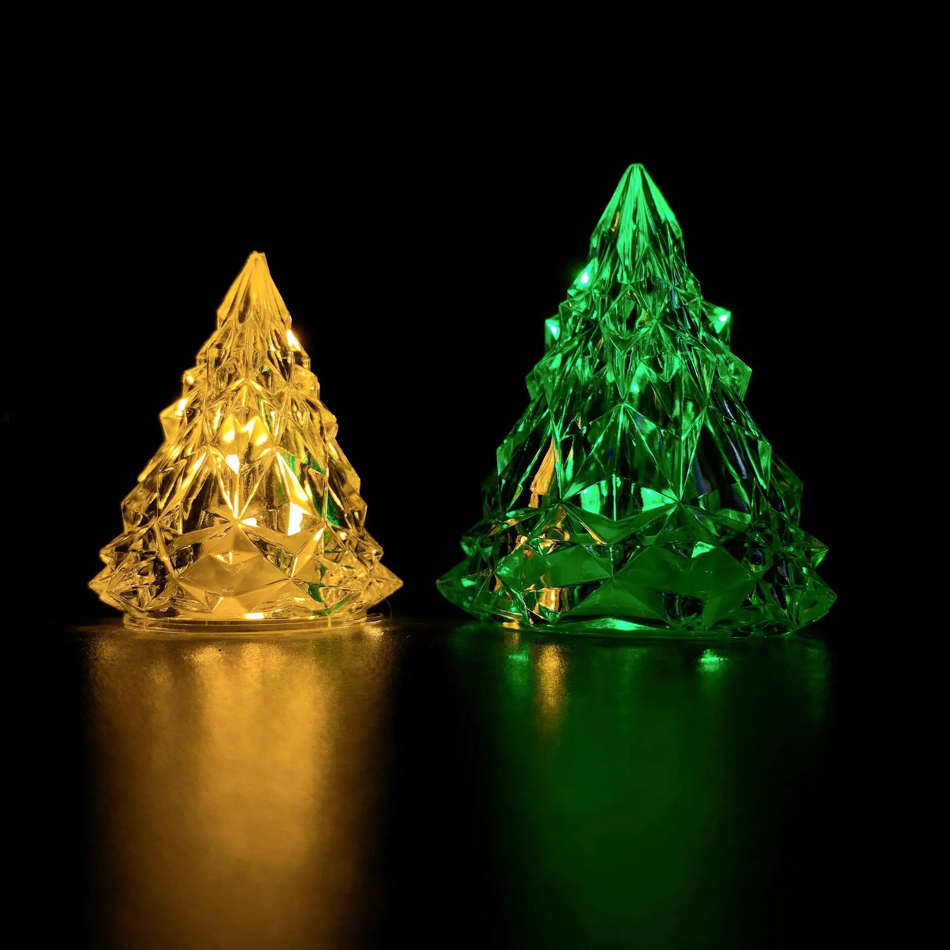 Albero di natale forme da tavolo ornamenti di vetro albero di natale luci Led vetro alberi di natale ornamenti di vetro