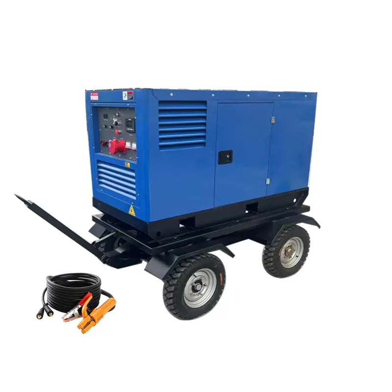 Harness trailer skid 450A 400A 325A CC / CV welding machine SMAW 30HP diesel engine driven generator welder