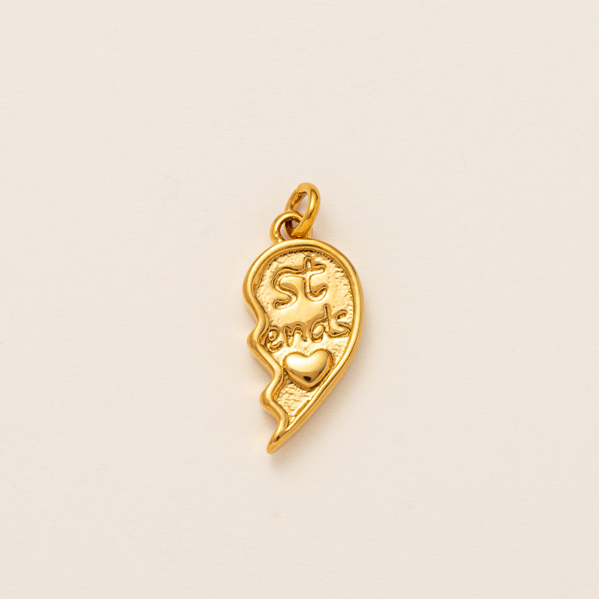 Collar de la amistad de oro de 14 quilates (corazón derecho) 7*7mm