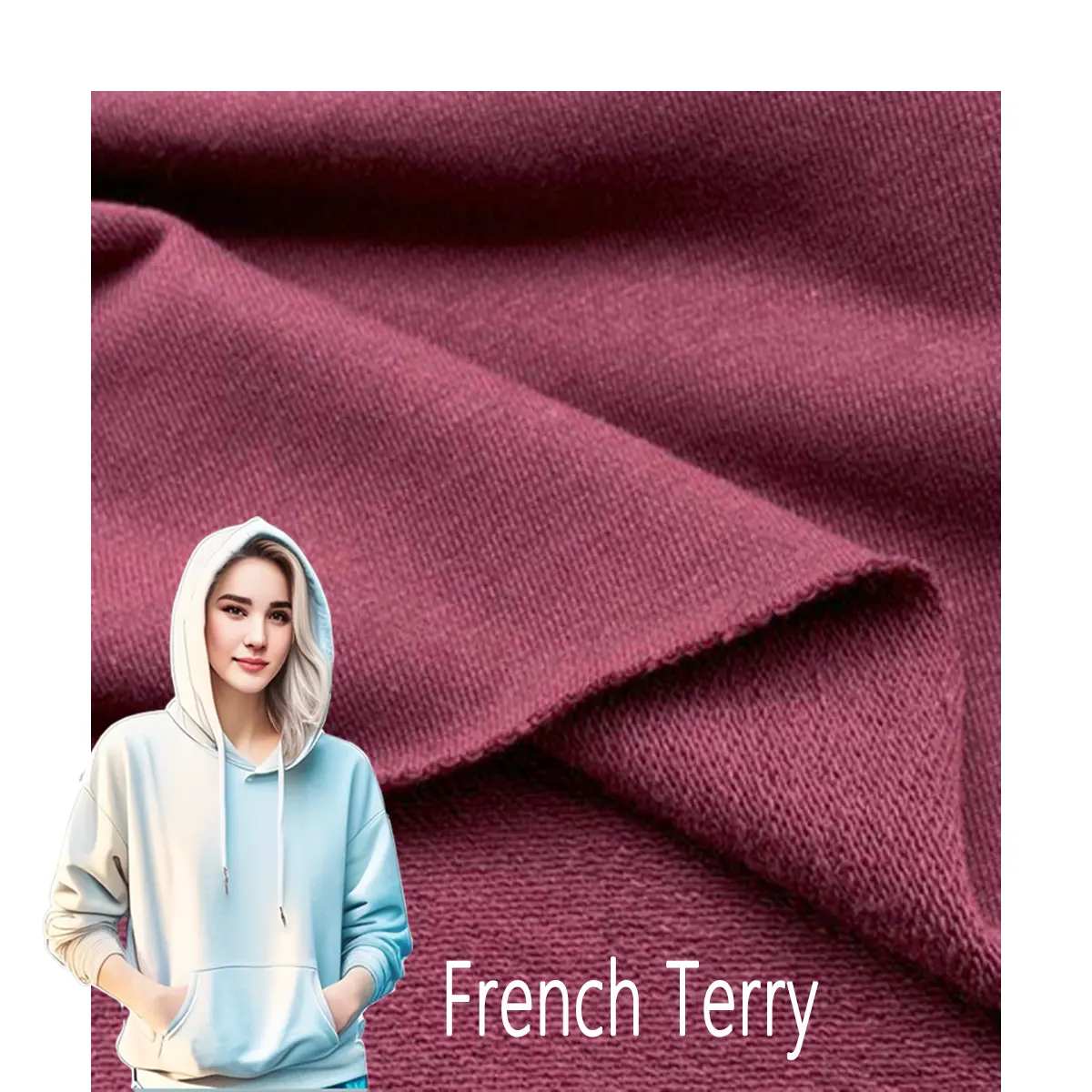 100%Combed Cotton French Terry Knitted Fabric Organic Recycle Acrylic Mercerized Polyamide Modal Elastic