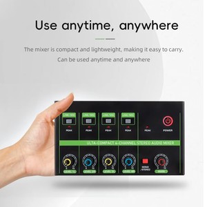 High-fidelity 4-channel <strong>Audio</strong> Mixer Stereo Mono <strong>Output</strong> <strong>Input</strong> 4-in-1 Low-noise <strong>Microphone</strong> 4-way Mixer