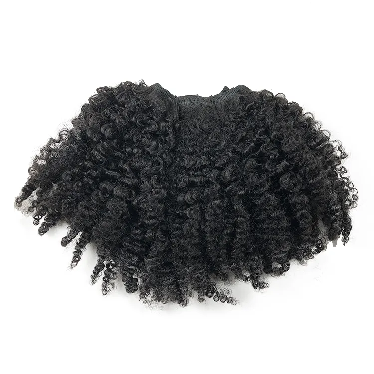 Extensión de cabello humano Natural para mujer, mechones de pelo rizado negro Afro para mujer negra