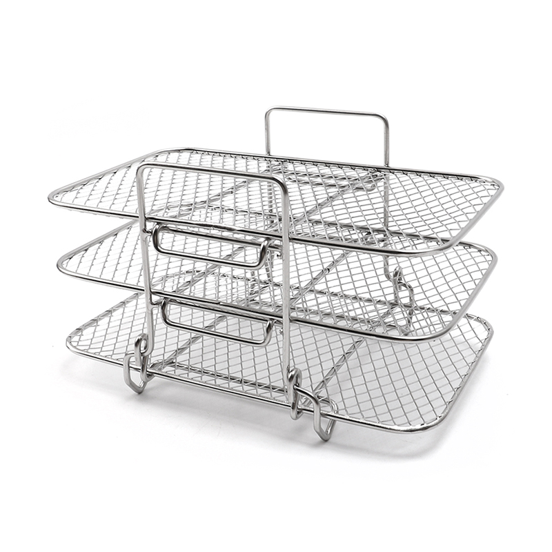 Silver(3-layers rectangle rack with handle)